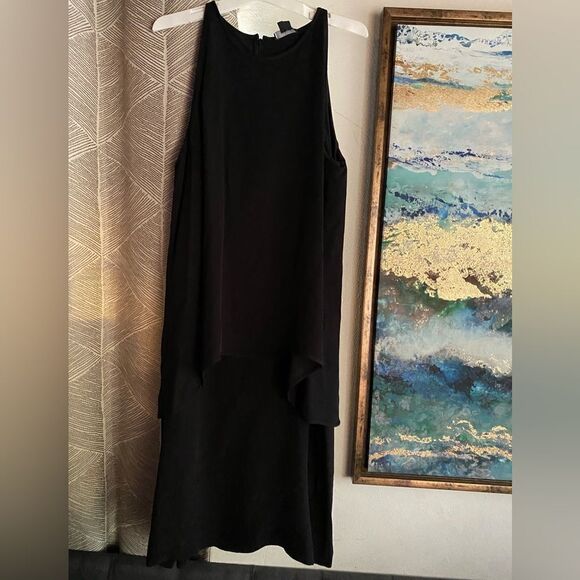 Theory Dress Size 12 100% Silk Black Layered Lined Chiffon Slip Sleeveless - Picture 1 of 10